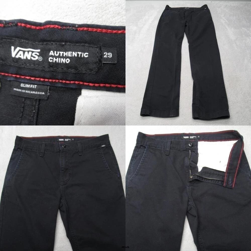 Vans Chino Pants Mens 29x28 Dark Blue Slim Fit Jean Flat Front Drop V Embroidery